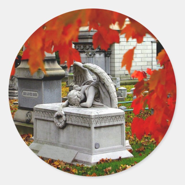 Adesivo Redondo Angel Sticker de luto (Frente)