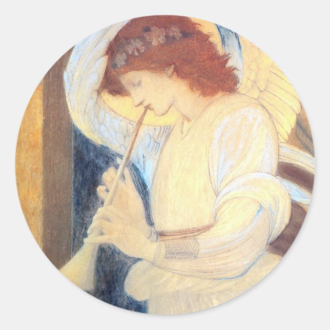 Adesivo Redondo Angel Stickers Burne-Jones Dourado Branco (Frente)