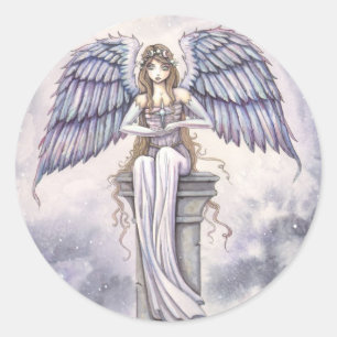 Adesivo Redondo Angel Stickers by Molly Harrison Fantasy Art