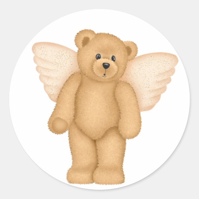 Adesivo Redondo Angel Teddy Bear 4 Stickers (Frente)