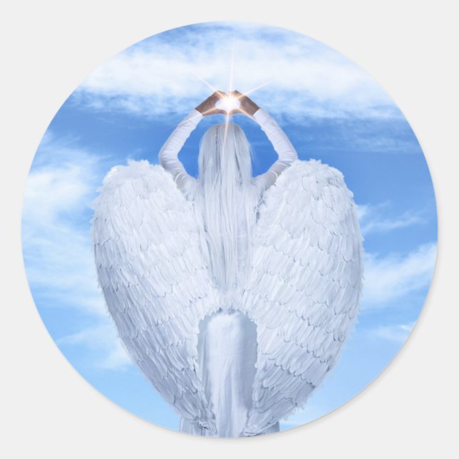 Adesivo Redondo Angel Wings Blue Sky Stickers (Frente)