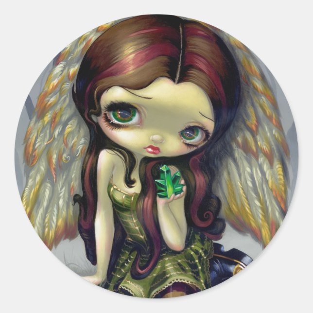 Adesivo Redondo "Angel with Emeralds" Sticker (Frente)