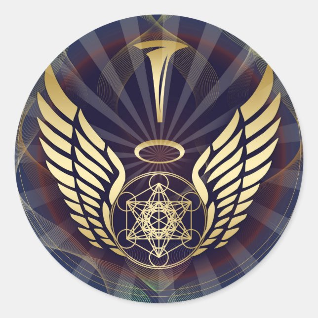 Adesivo Redondo Angelic- Merkaba-Metatron cube (Frente)