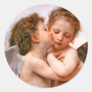 Adesivo Redondo Angels First Kiss, Bouguereau