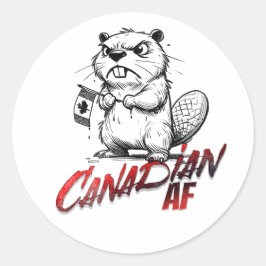 Adesivo Redondo Angry Beaver Canadian AF Sticker