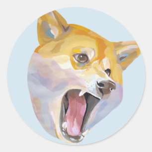 Adesivo Redondo Angry Doge Shibe