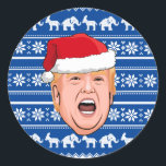Adesivo Redondo Angry Donald Trump Christmas<br><div class="desc">Presentes de Natal Políticos Humorosos e Muito Mais do PolitiClothes.com Encontrar as Eleições e Presentes Políticos Mais Úteis, Incluindo: Camisas Políticas, Autocolantes Políticos, Botões Políticos, Posters Políticos, Pinos Políticos, Cartões Políticos, Mogas Políticos, Posters Políticos, Sinais Políticos e Muito Mais! Compre Agora Em: http://www.PolitiClothes.com</div>