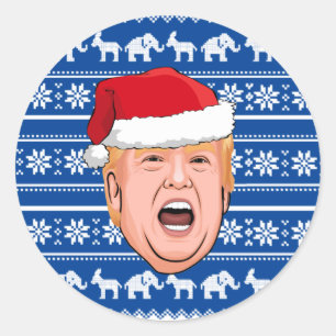 Adesivo Redondo Angry Donald Trump Christmas
