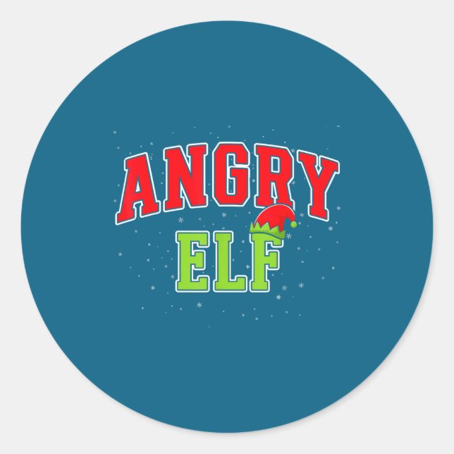 Adesivo Redondo Angry Elf Christmas Family Matching Group Xmas  (Frente)