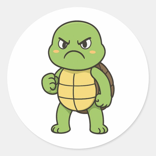 Adesivo Redondo Angry Turtle Sticker (Frente)