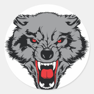Adesivo Redondo Angry Wolf