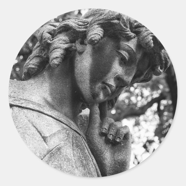 Adesivo Redondo Ângulo penoso a olhar para baixo (Frente)