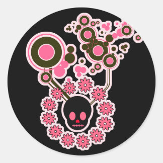 Adesivo Redondo Ângulo rosa e Círculos Flores
