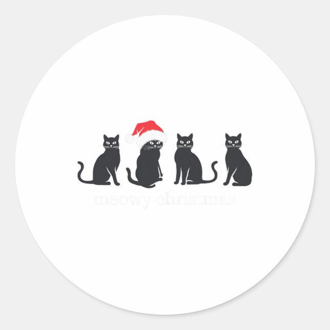 Adesivo Redondo Anim Anim Presente de Gato Negra de Natal (Frente)