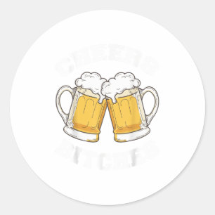 Adesivo Redondo Anima Es Engraçado Bebendo De Cerveja Com Sobremes