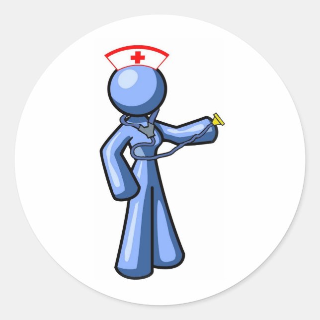 Adesivo Redondo Animação de Ícone de Enfermagem (Frente)