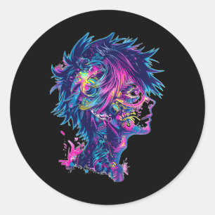 Adesivo Redondo Animação de Ilustração Gráfica do Anime Manga