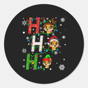 Adesivo Redondo Animação de Meerkat com Chapéu de Natal Santa Ho H