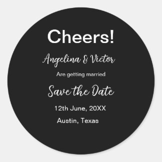 Adesivo Redondo Animações salvam a data simples e moderna elegante