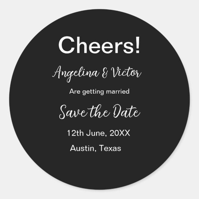 Adesivo Redondo Animações salvam a data simples e moderna elegante (Frente)