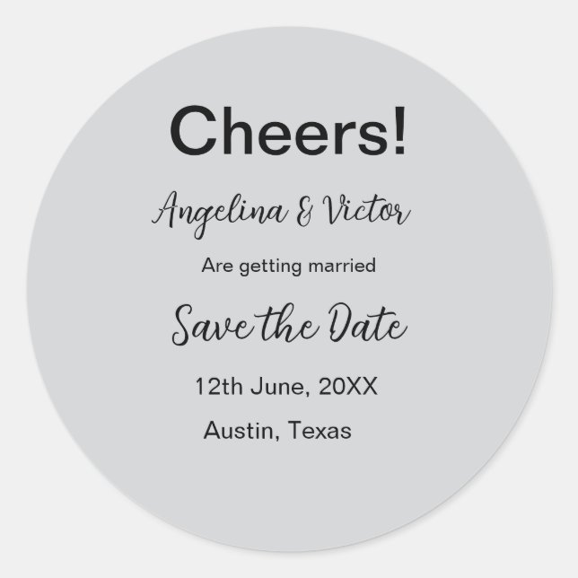 Adesivo Redondo Animações salvam a data simples e moderna elegante (Frente)