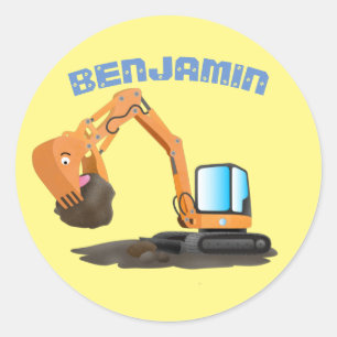 Adesivo Redondo Animador de escavação laranja-branca