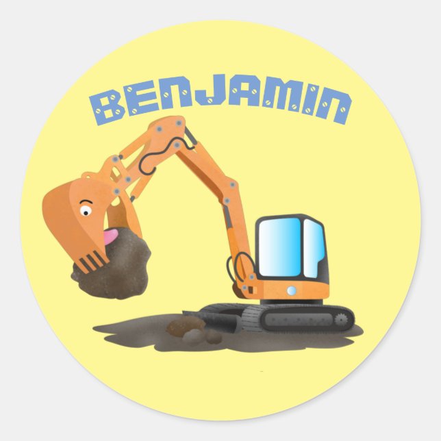 Adesivo Redondo Animador de escavação laranja-branca (Frente)