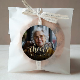 Adesivo Redondo Animadores de Fotos da Festa de aniversário 80