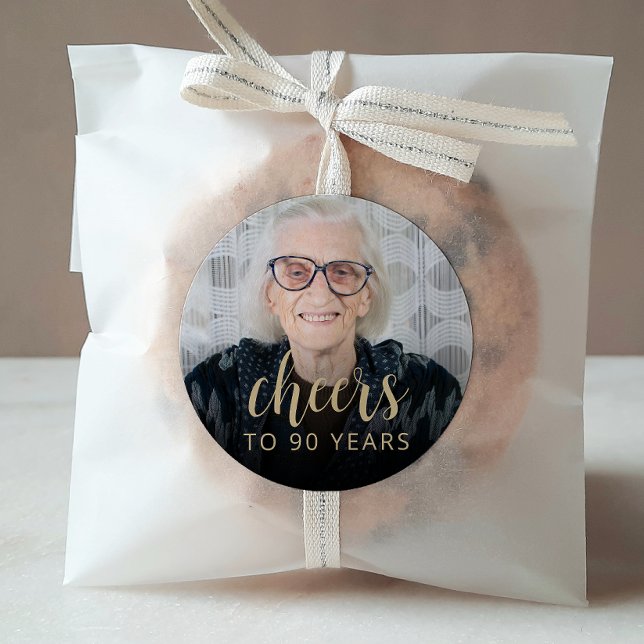 Adesivo Redondo Animadores de Fotos da Festa de aniversário 90 (Criador carregado)