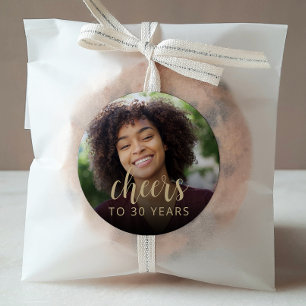 Adesivo Redondo Animadores de Fotos do aniversário de 30 anos