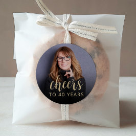 Adesivo Redondo Animadores de Fotos do aniversário de 40 anos