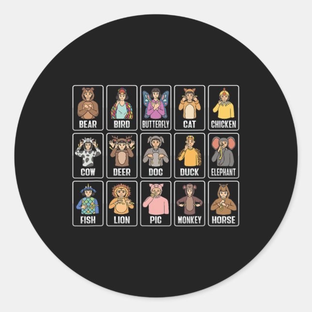 Adesivo Redondo Animais com cicatrização à mão Animais surdos com  (Frente)