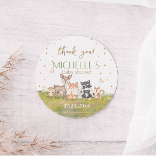 Adesivo Redondo Animais da Floresta de Cor da Água do Menino Casta