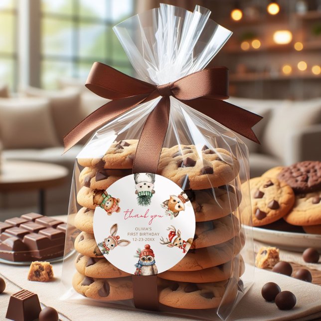 Adesivo Redondo Animais da floresta Festa de Natal (Criador carregado)