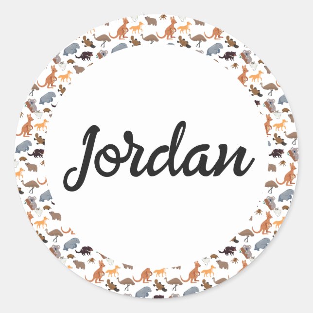 Adesivo Redondo Animais da Vida Selvagem Aussie da Austrália (Frente)