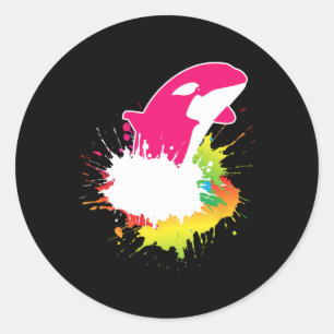 Adesivo Redondo Animais De Baleia Assassinos Criaturas Coloridas O