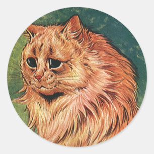 Adesivo Redondo Animais de Estimação Antigos, Gato Laranja de Cabe