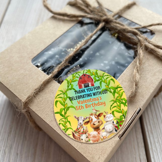 Adesivo Redondo Animais de fazenda corriqueiros, Red Barn, Obrigad (Criador carregado)