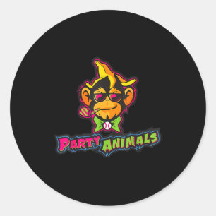 Adesivo Redondo Animais de festa macaco de beisebol