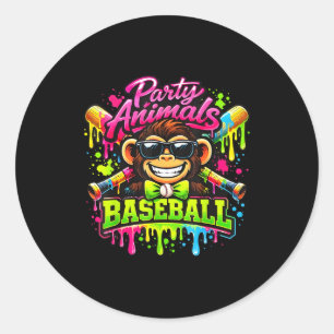 Adesivo Redondo Animais de festa meme beisebol macaco engraçado