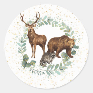 Adesivo Redondo Animais De Floresta Vinhais Vinhetas Favorecem Rót