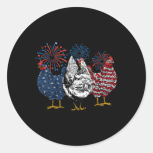 Adesivo Redondo Animais de Frango Americano Engraçado Fogos de 4 d