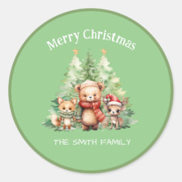 ADESIVO REDONDO ANIMAIS DE TERRA RUSTIÇA DO NATAL DE NATAL