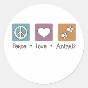 Adesivo Redondo Animais do amor da paz (duas patas)