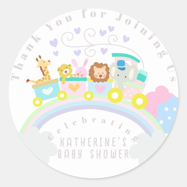 Adesivo Redondo Animais do Comboio Branco (Frente)