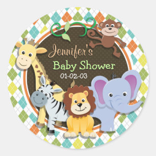 Adesivo Redondo Animais do jardim zoológico em Argyle colorido