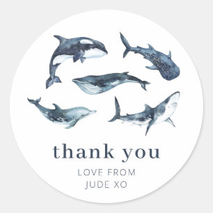 Adesivo Redondo Animais do Oceano