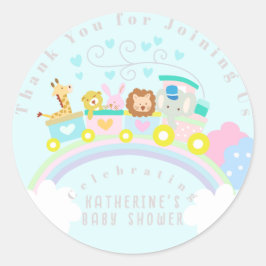 Adesivo Redondo Animais do trem azul