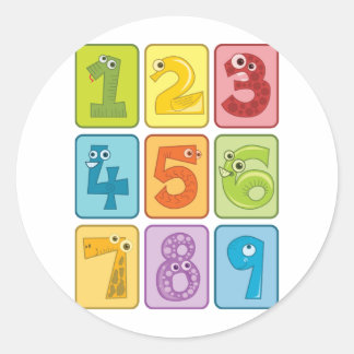 Adesivo Redondo Animais e números