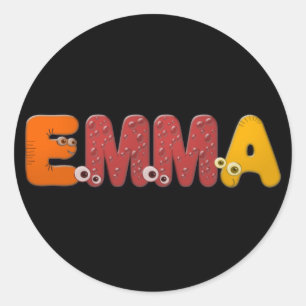Adesivo Redondo animais Emma do alfabeto